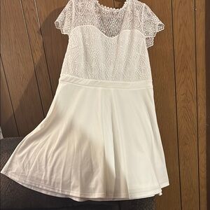 SHEIN Cream A-Line Flutter Sleeve Wedding Dress